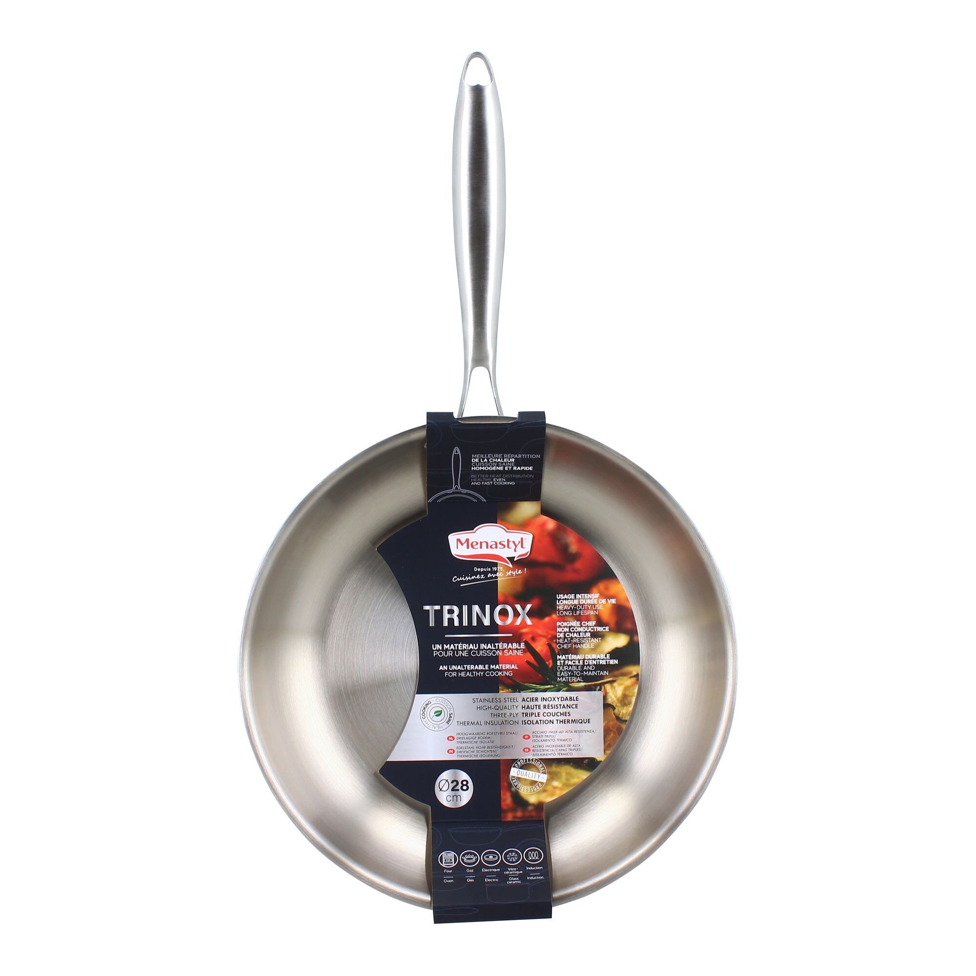 Poêle en acier inoxydable 28cm - tous feux TRINOX
