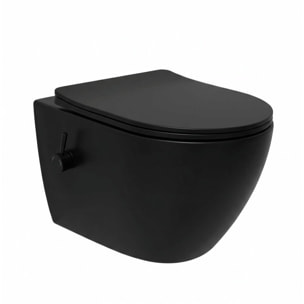 Fusion WC japonais suspendu sans bride avec abattant SoftClose, noir mat (SATFUS11BFCBKM)
