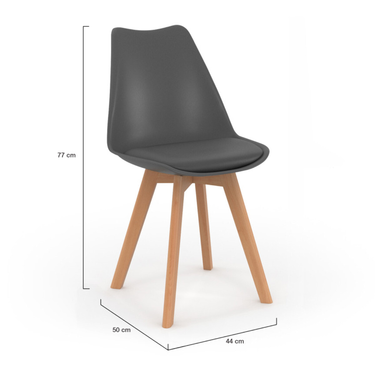 Chaises Nordia gris foncé pieds bois - lot de 4