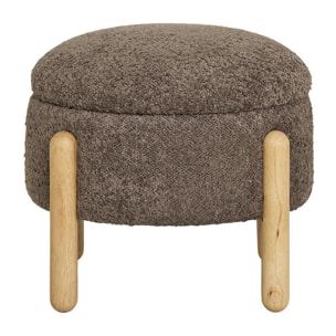 Rosie - pouf - en tissu bouclette - Marron