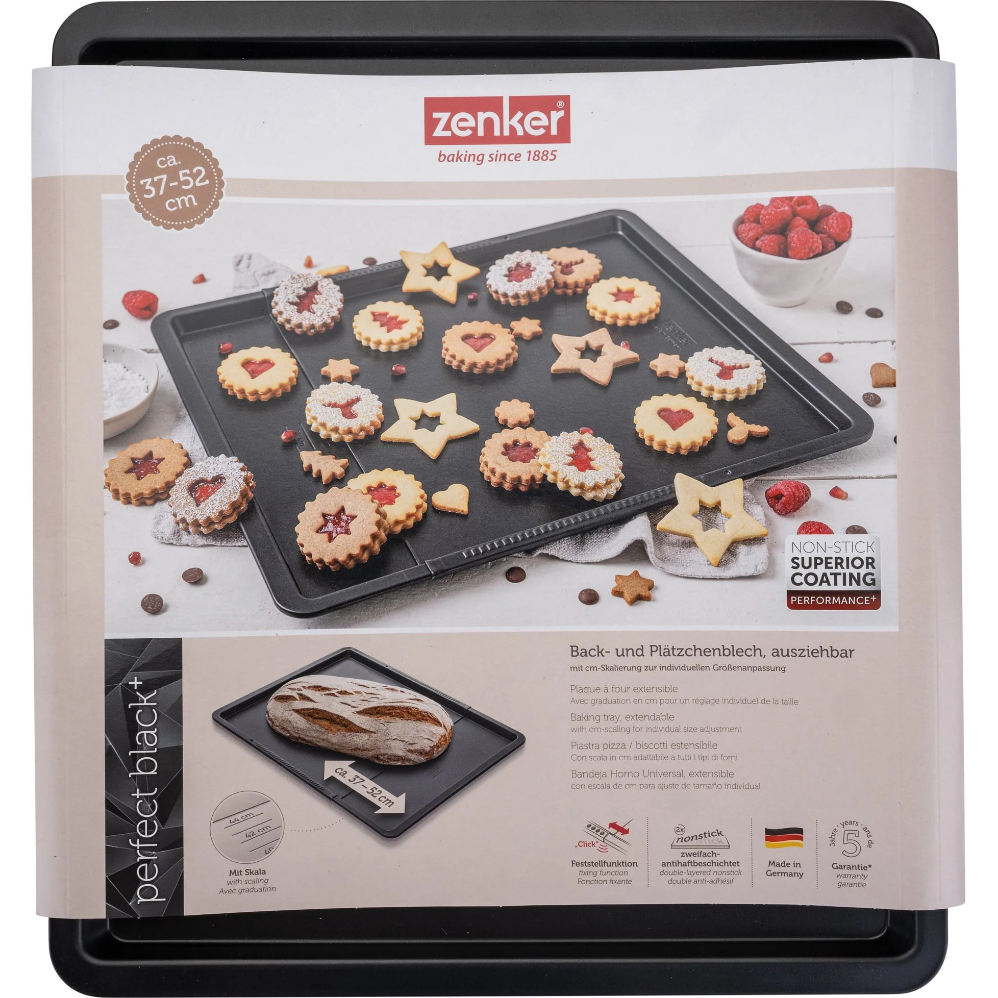 Plaque de cuisson four extensible de 37 à 52 cm Zenker Perfect Black +
