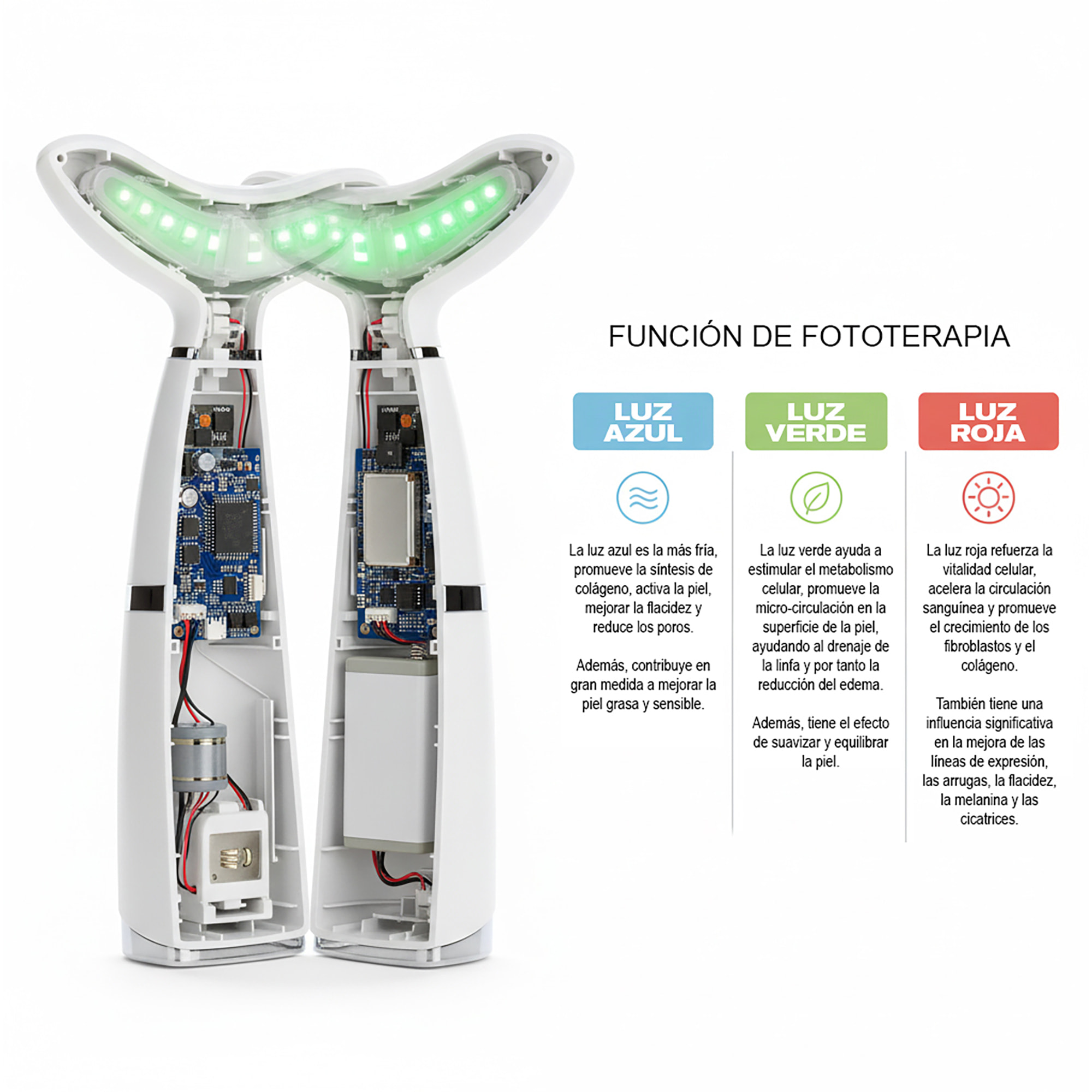 Réducteur de double menton avec photothérapie, thermothérapie et vibration - 500 mAh