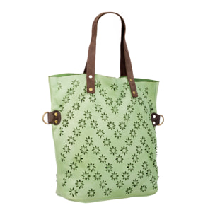Badia borsa shopper donna. Pelle autentica Napa con design di stelle perforate.