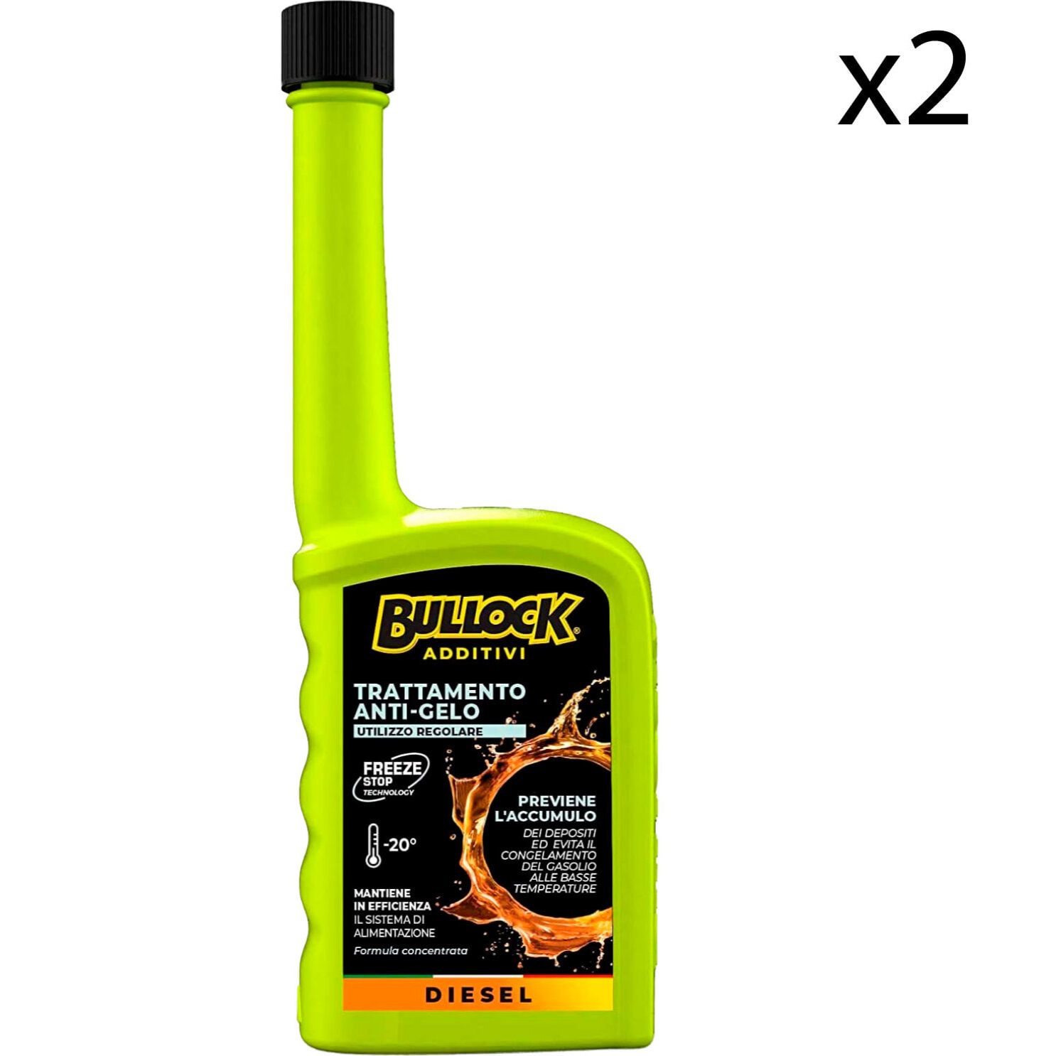 2x Bullock Additivi Trattamento Anti-Gelo per Motori Diesel - 2 Flaconi da 200ml