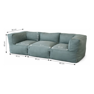 VERONE Salon de jardin modulable 3 places vert en tissu déperlant