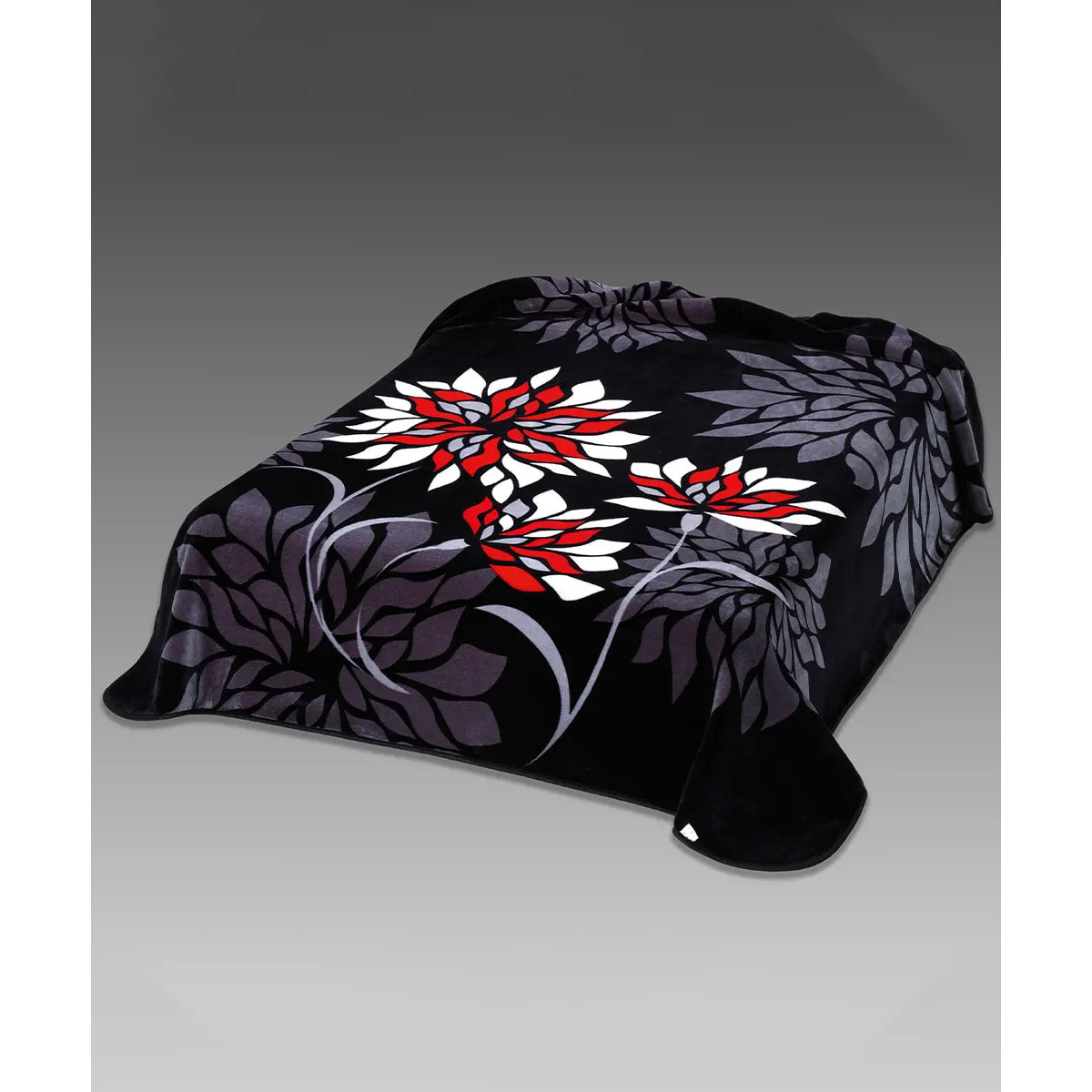 Coperta Plaid floreale Nero in morbido pile di poliestere