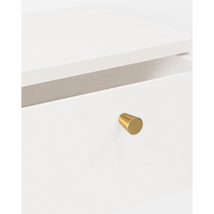 Table de chevet flottante en bois massif avec poignée en blanc 15x40cm Hauteur: 15 Longueur: 40 Largeur: 25
