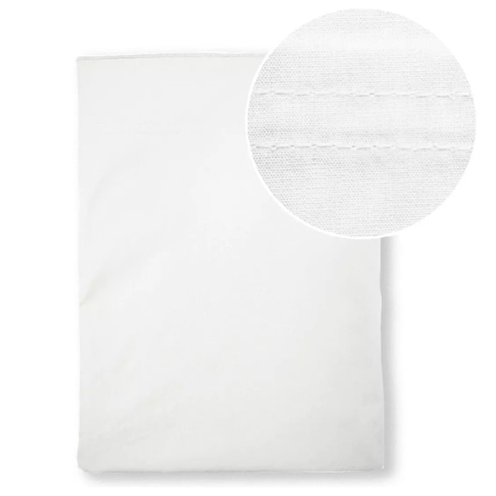 Drap plat percale de coton uni blanc Giulia blanc