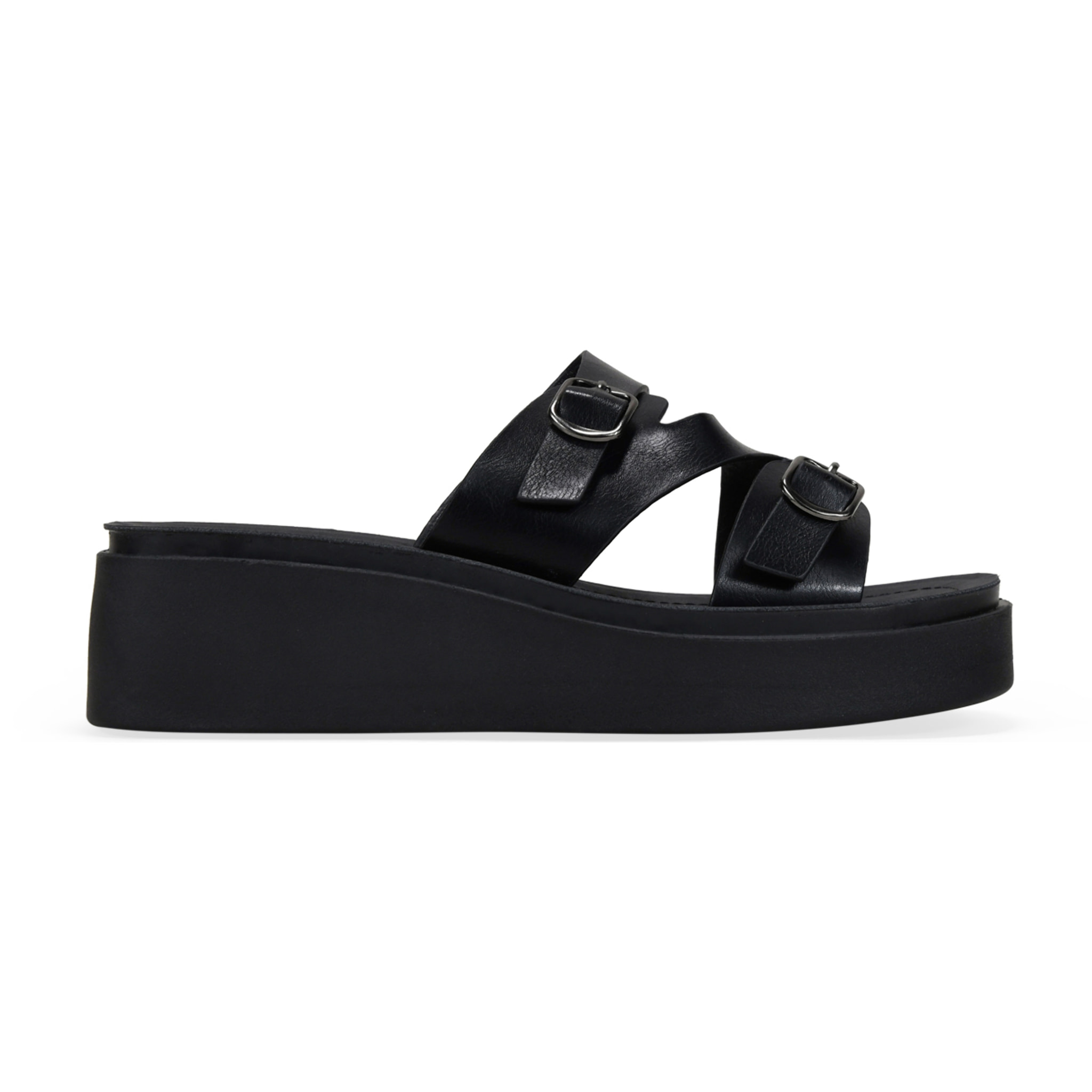 Sandalias de cuña negras con hebillas