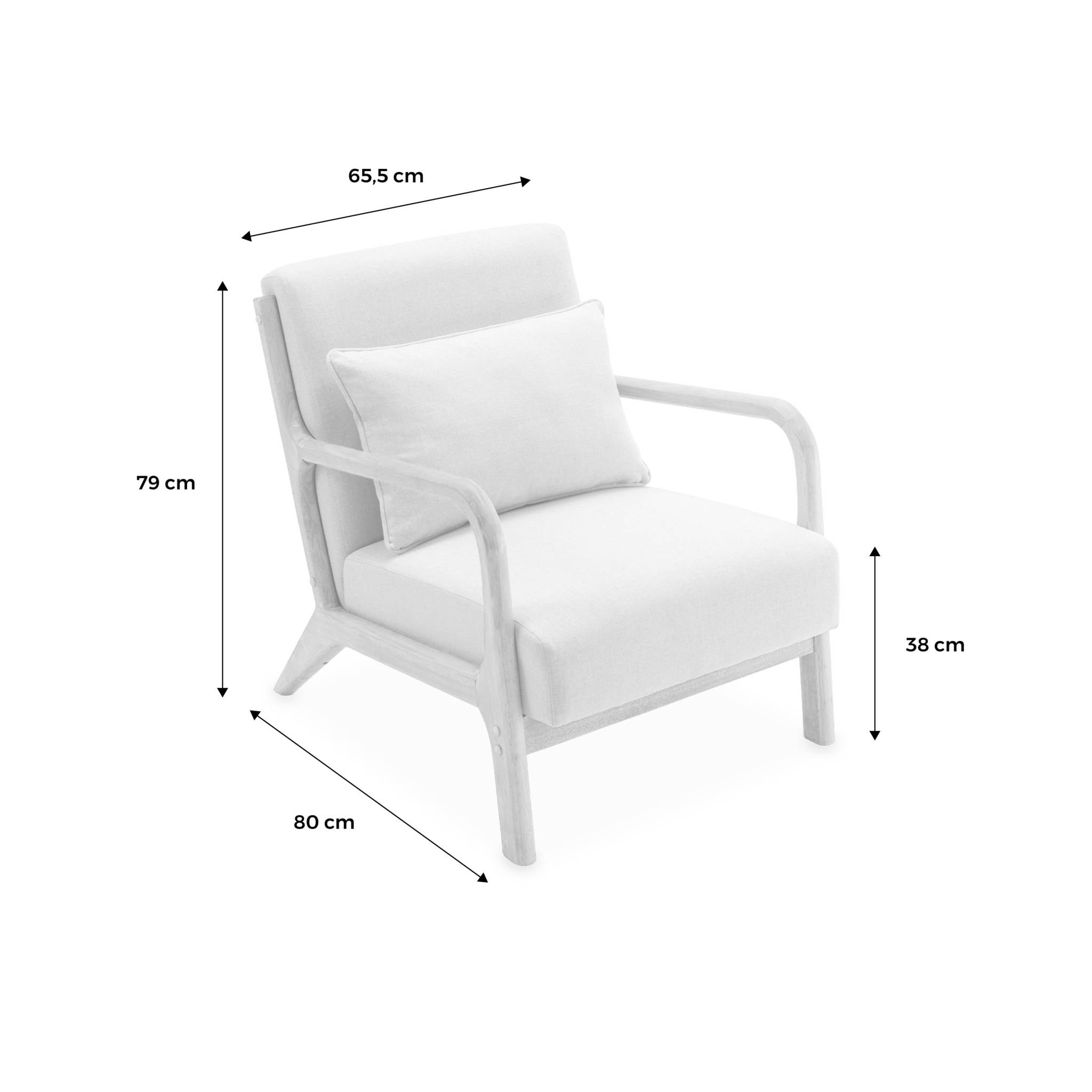 Fauteuil scandinave bois d'hévéa teinté noyer clair et velours LORENS