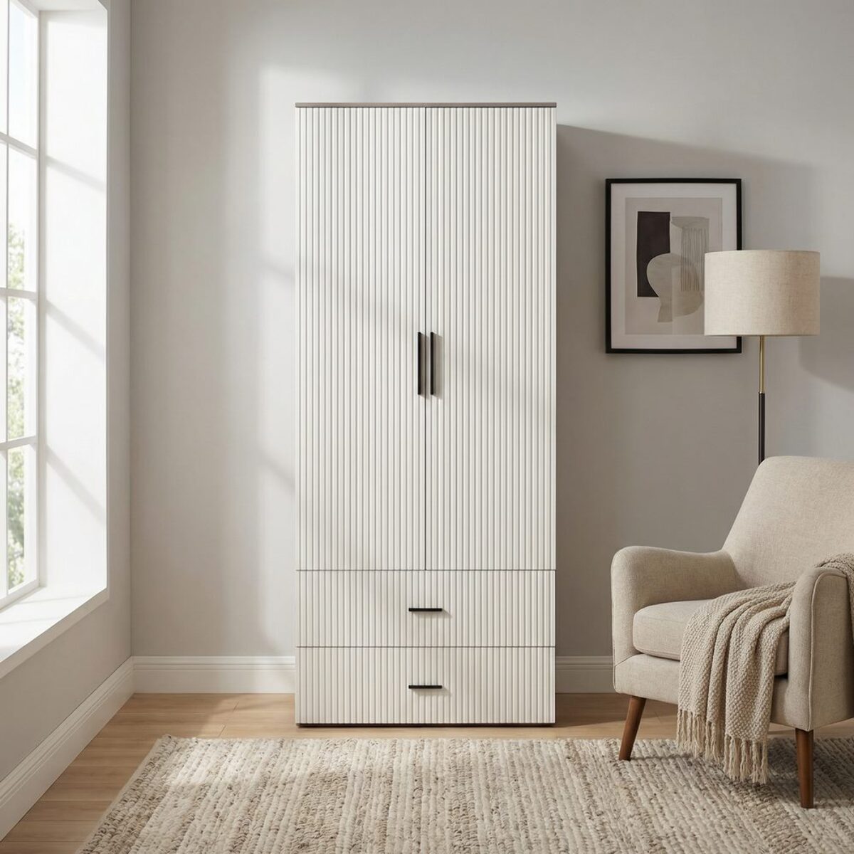 Armadio cannettato 2 ante avorio