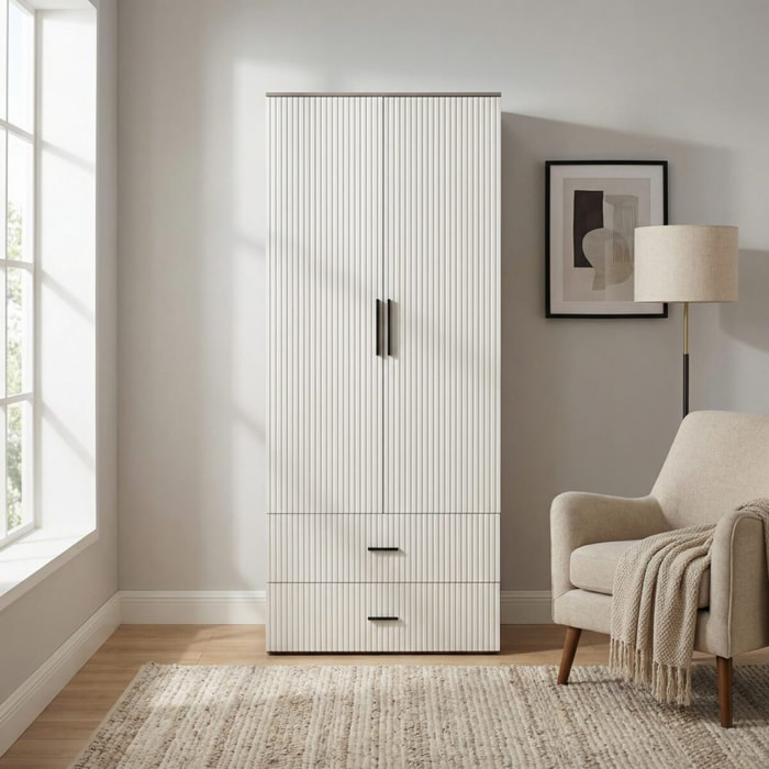 Armadio cannettato 2 ante avorio