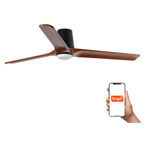 HEYWOOD TUB LED L Ventilatore a soffitto nero/noce TUYA
