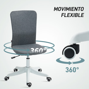 Silla de Escritorio sin Brazos Silla de Oficina Giratoria Tapizado en Lino Sintético con Altura Ajustable para Estudio Dormitorio Tocador Carga 120 kg Gris