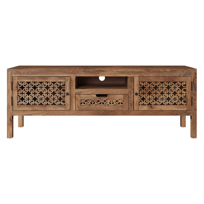 Meuble TV ajouré en bois de manguier 150 cm - Jaya