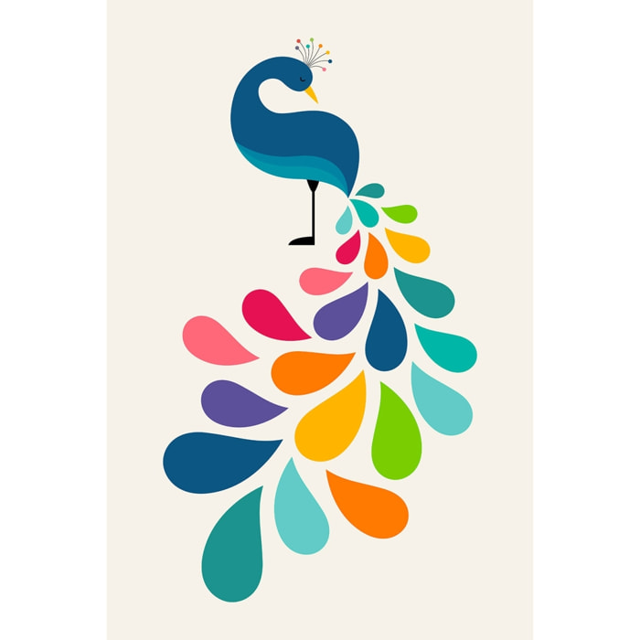 Tableau paon coloré Toile imprimée
