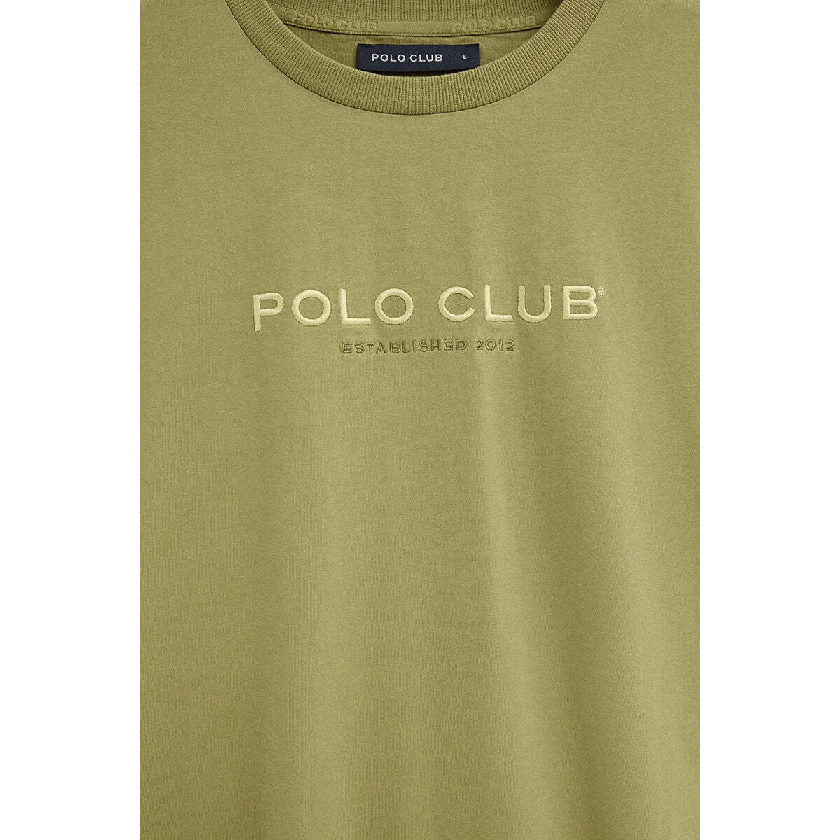 Camiseta verde hoja de manga corta con bordado Established 2012 Polo Club