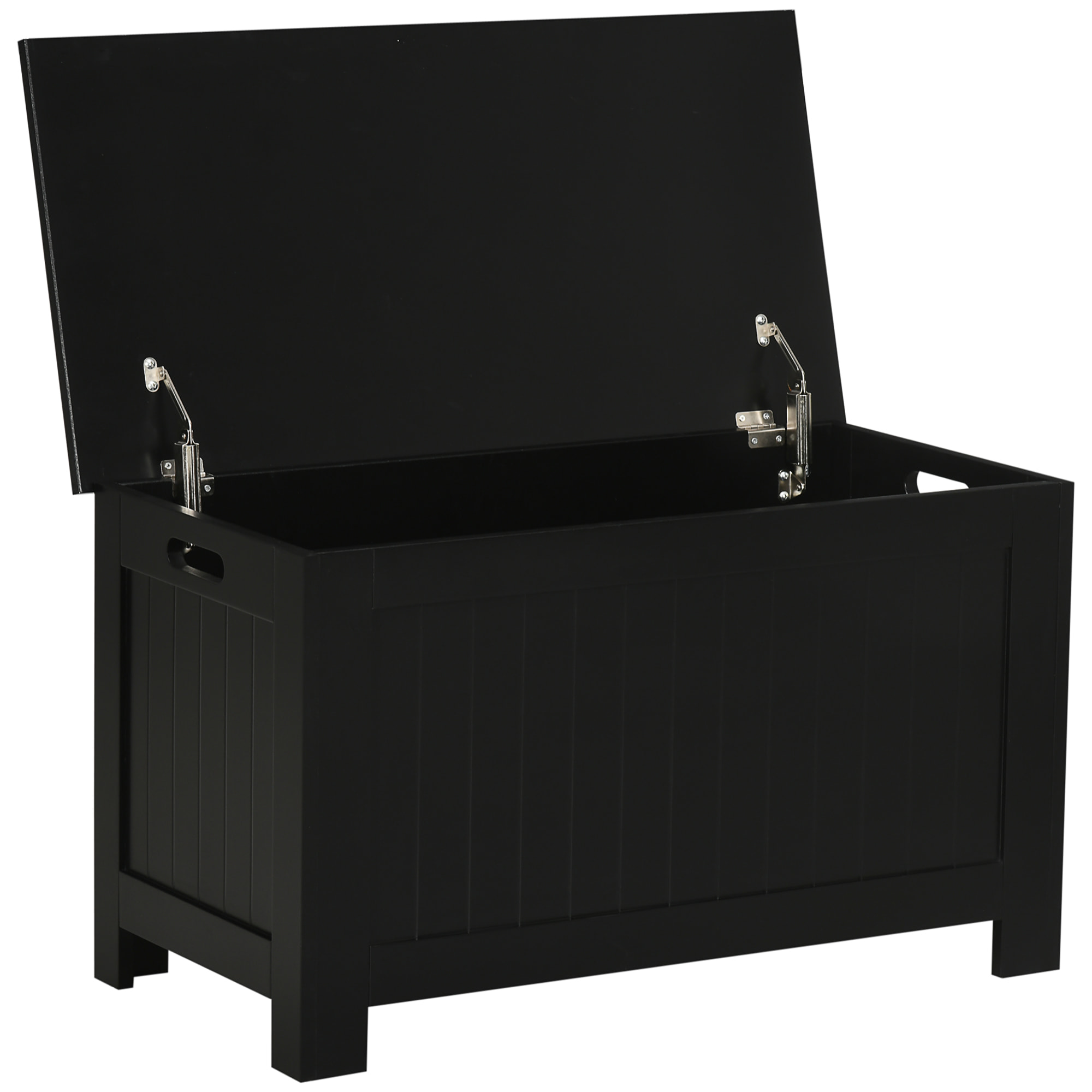 Baúl de Almacenaje para Dormitorio Banco de Almacenaje con Tapa Baúl de Almacenaje Versátil con Bisagra de Seguridad para Pasillo Salón 81x40x46 cm Negro