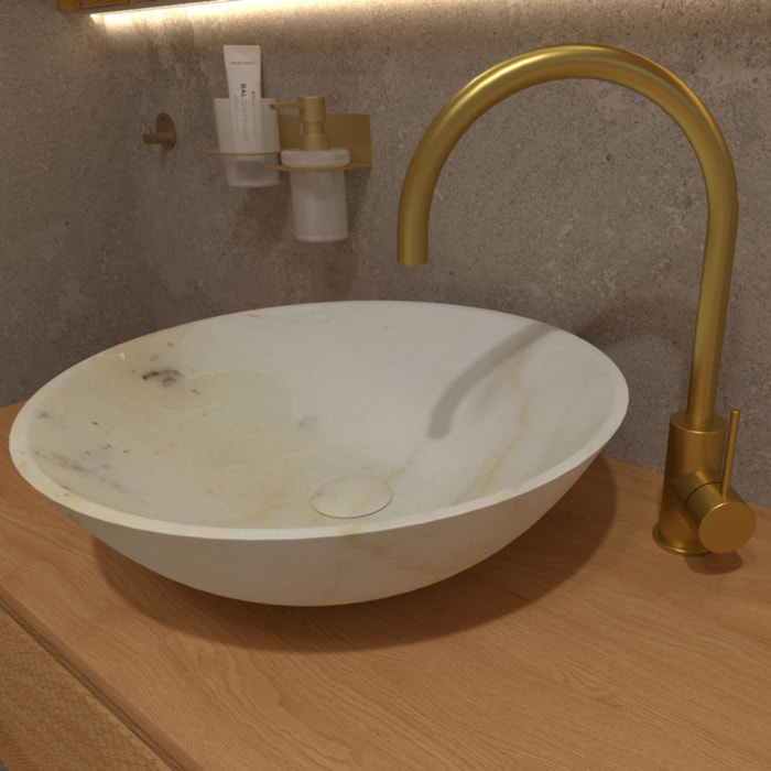 Aurum mitigeur évier à levier sur pied 36,3 cm avec bras pivotant, or brossé (SATBAUR280BG)