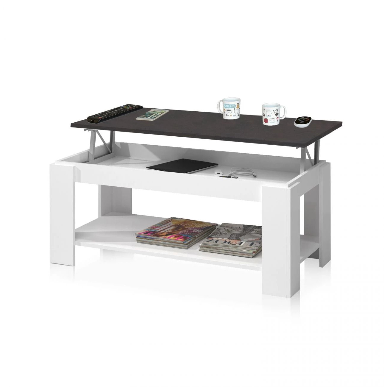Mesa de centro elevable Ambit Blanco Artik (Blanco Mate) - Óxido