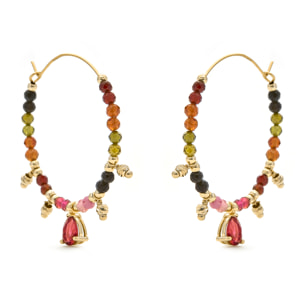 Pendientes de Turmalina Multicolor acabados en oro amarillo de 18k