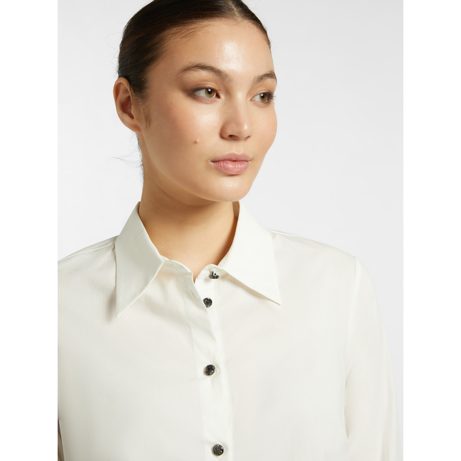 Elena Mirò - Camicia in popeline stretch - Bianco