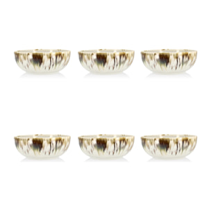 Lot de 6 coupelles abstraites en porcelaine beige 16cm MAKA