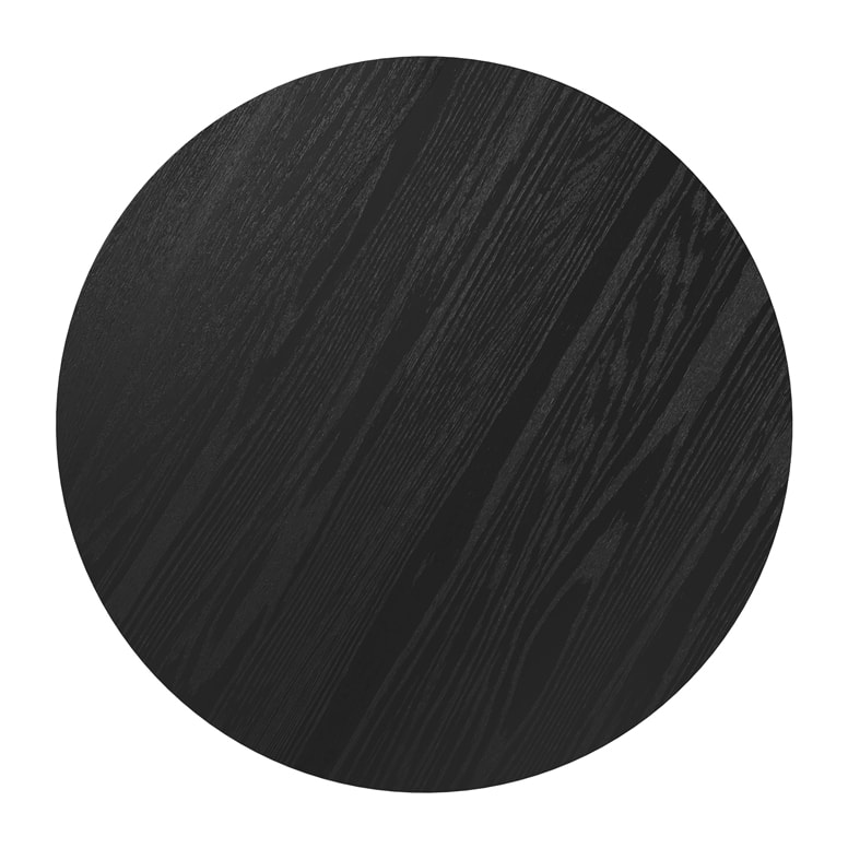 Table ronde 4 personnes en bois de frêne plaqué noir D105 cm - Liwa