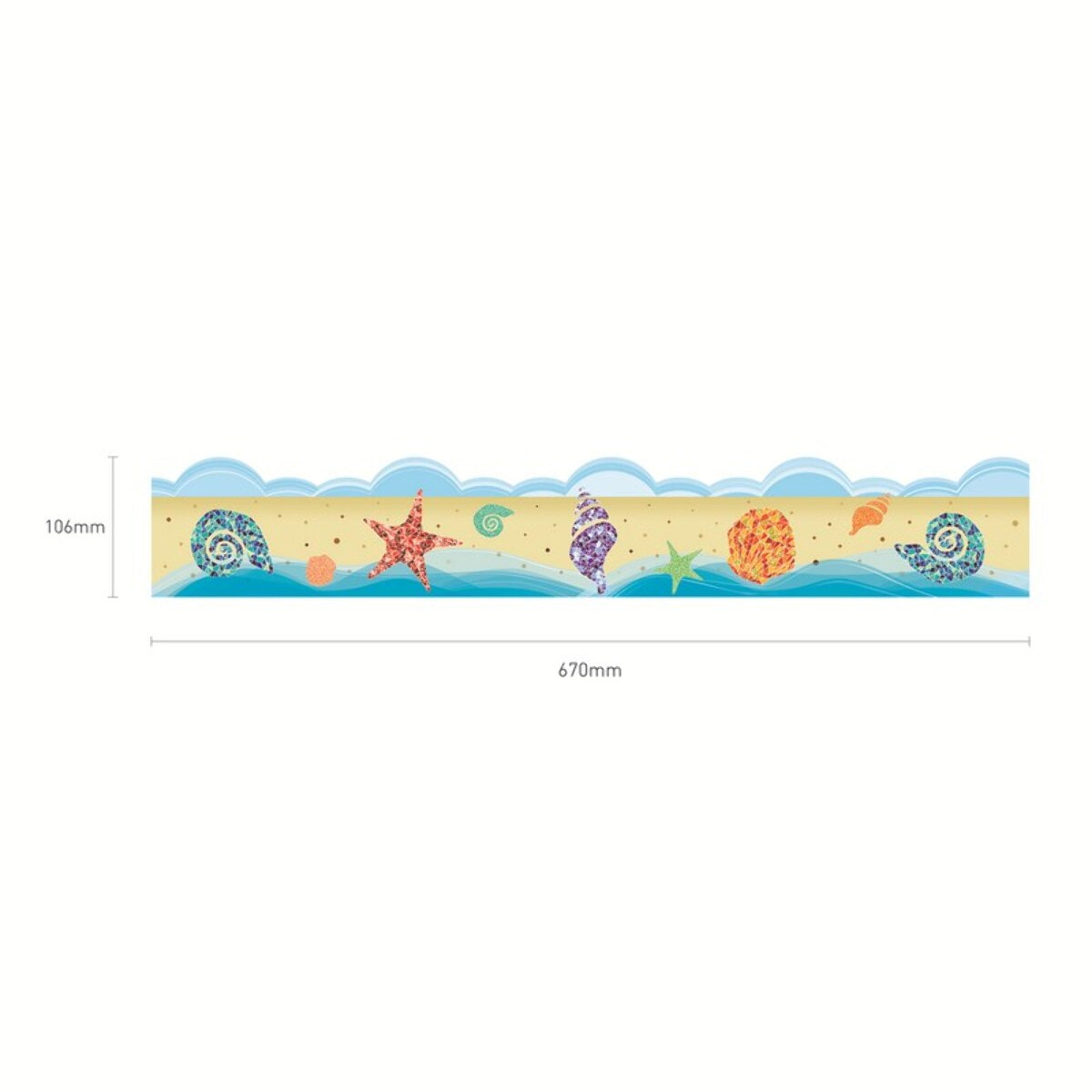 Stickers Muraux décoration adhésifs plage, mer et coquillages en frise