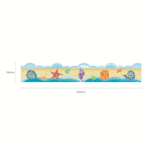 Stickers Muraux décoration adhésifs plage, mer et coquillages en frise