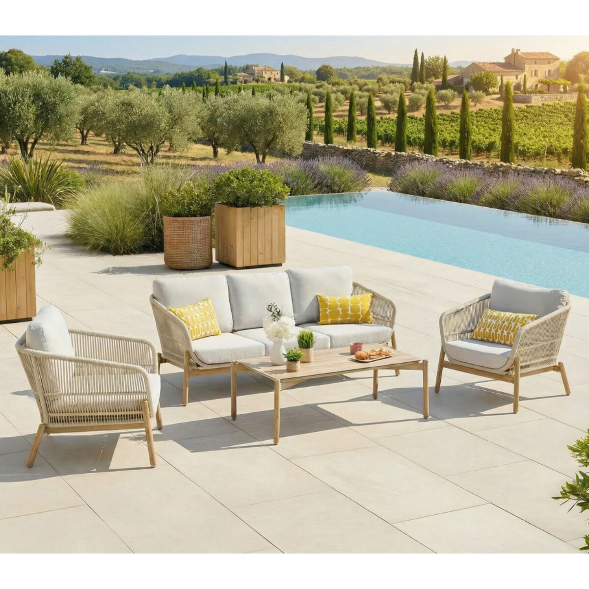 Salon de jardin en aluminium - 5 places - PALAWAN