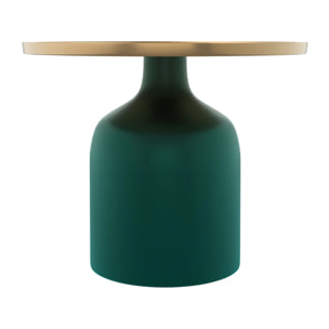 Table d'appoint ronde en métal vert et laiton D49 cm - Lyne
