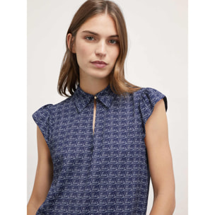 Motivi - Blusa fluida con estampado de escritura - Azul