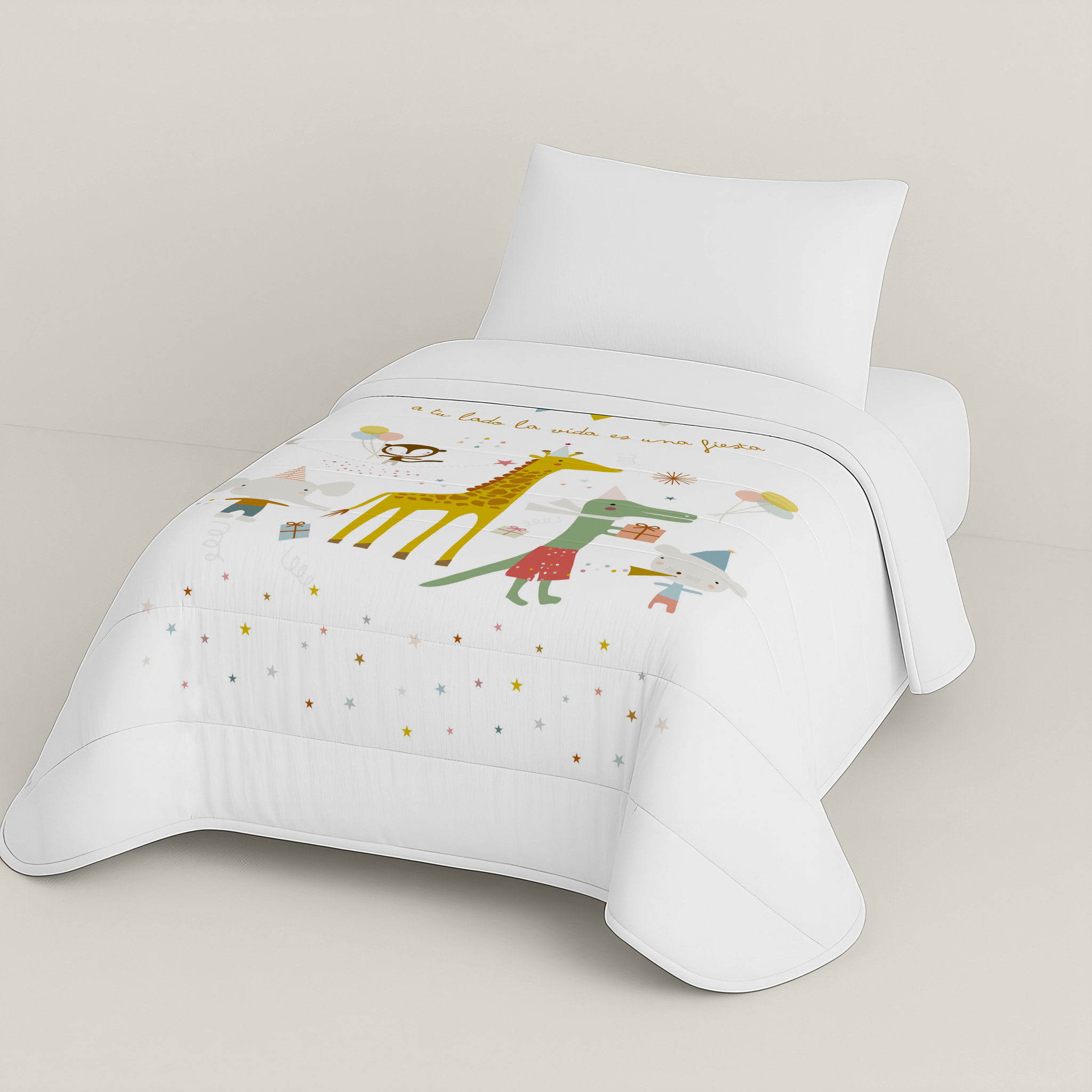 Edredón Nórdico Estampado - Infantil - 100% Algodón - 200 gr/m² con Tacto Pluma - Fiesta