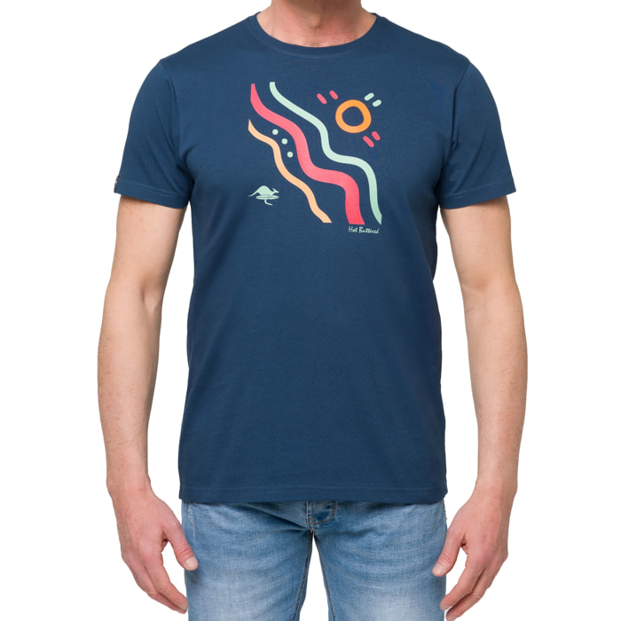 T-shirt in cotone 150 gr Hot Buttered Outback Blu Indigo.