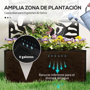 Jardinera Exterior Grande de Metal Jardinera con Pantalla de Privacidad de Hojas Sólidas Decorativas Jardinera de Pared o Independiente para Patio Terraza 61x23x113 cm Negro