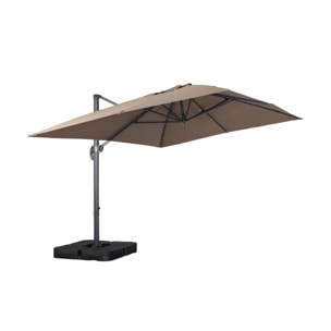 Parasol déporté rectangulaire 3x4m + dalles à lester 50x50cm WIMEREUX + DALLES