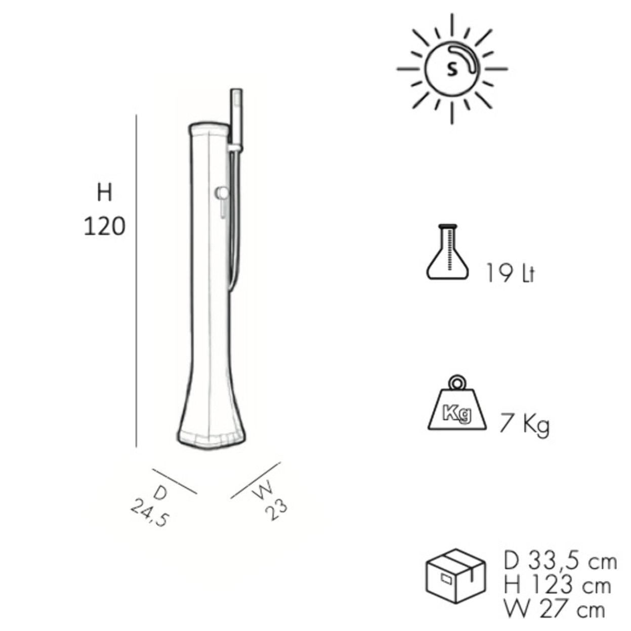 Douche solaire de voyage basse avec douchette mobile violet Happy Go Arkema Design (HG140/4005)