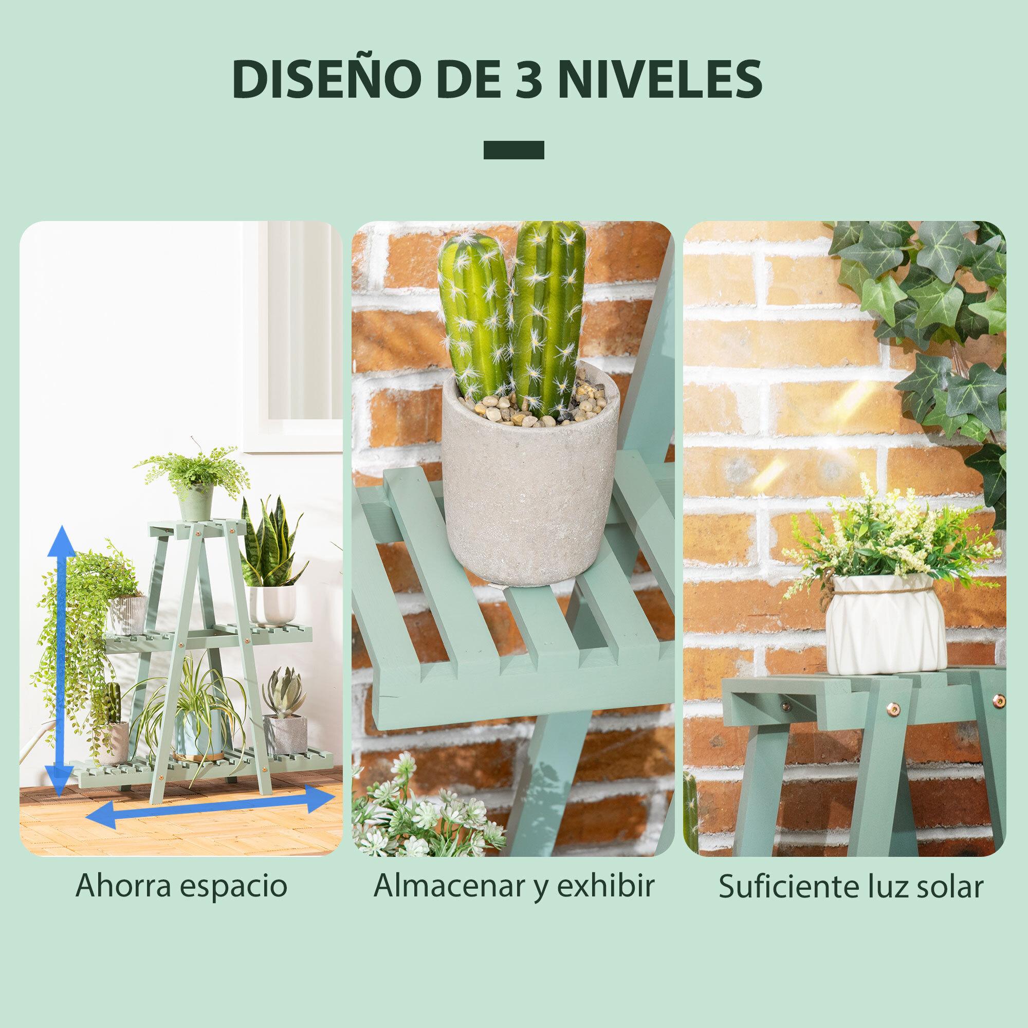 Soporte de Madera para Plantas de 3 Niveles para Interior Exterior 76x26x76 cm