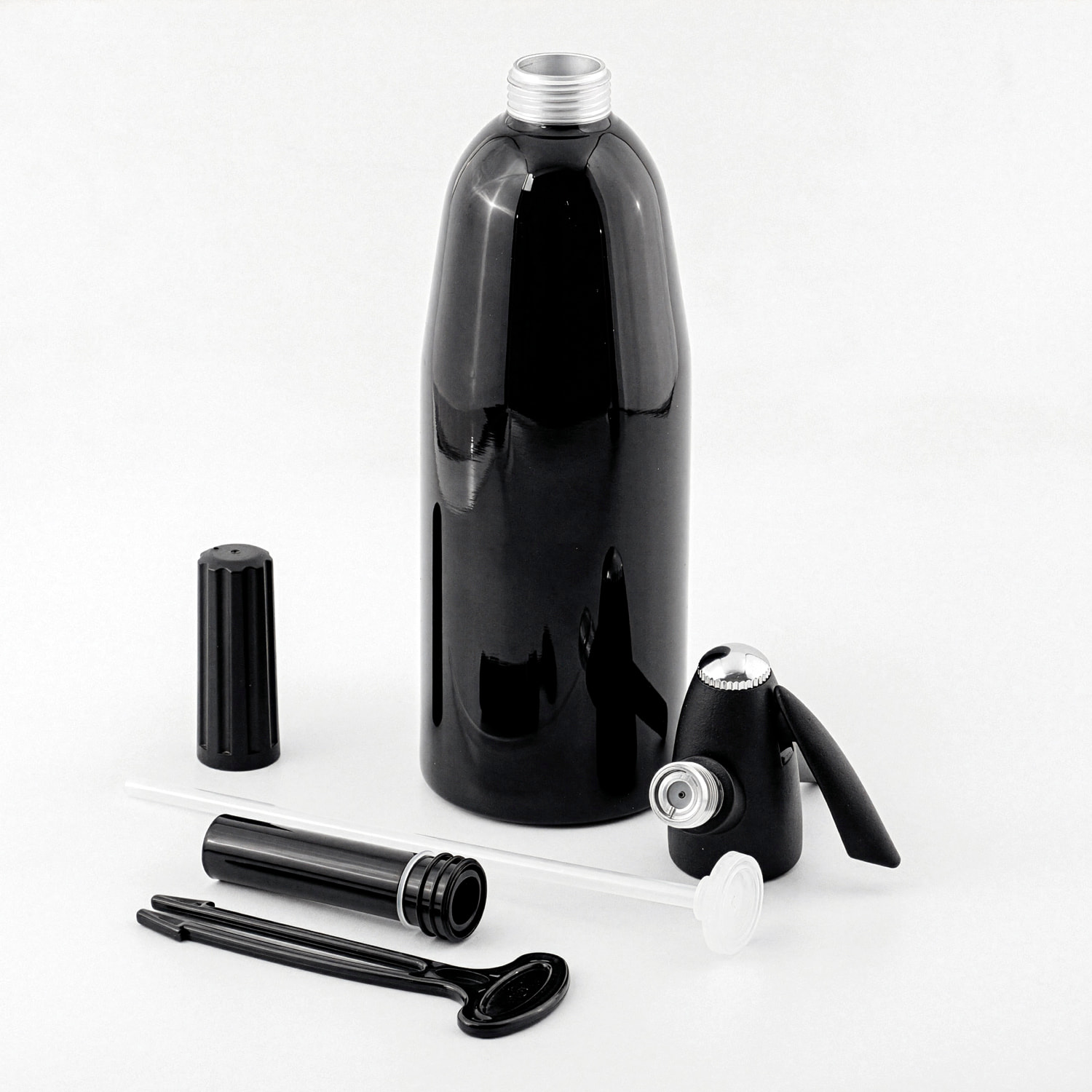 Sifón de 1L para preparar agua con gas y bebidas carbonatadas en casa.