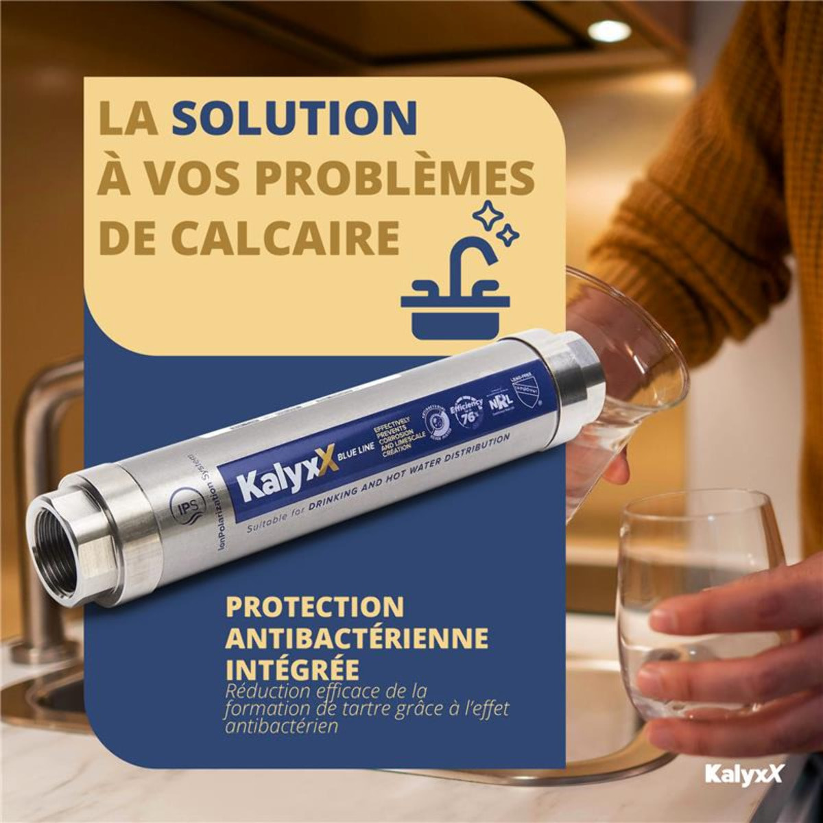 Adoucisseur d'eau Anticalcaire Antibactérien innovant IPS Kalyxx BlueLine G1 " femelle (IPSKXBG1)