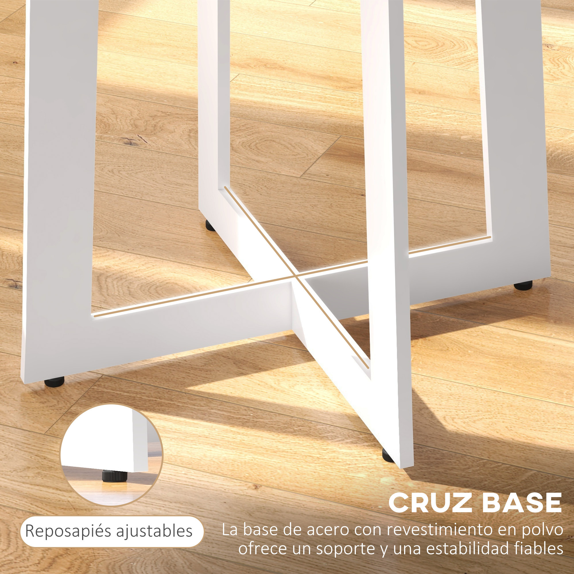 HOMCOM Mesa de Comedor Redonda para 4 Personas Mesa de Cocina Moderna con Tablero de Madera y Base de Acero Cruzada para Salón Ø80x75 cm Roble