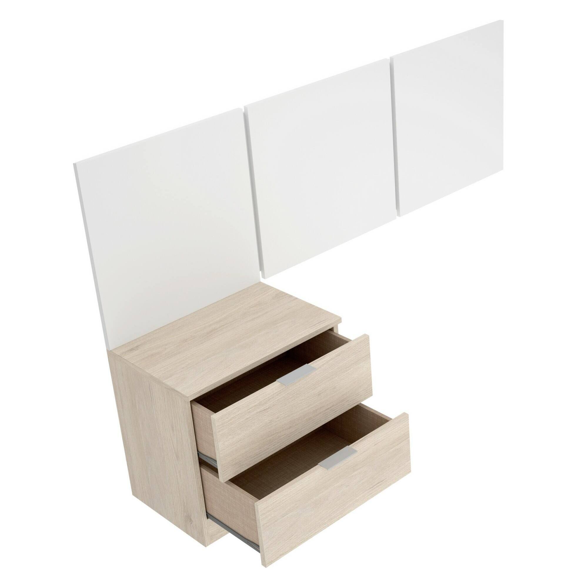 Testiera letto Chanhom, Spalliera, Testata per camera da letto, Poggiatesta, 157x34 h96 cm, Bianco e Rovere