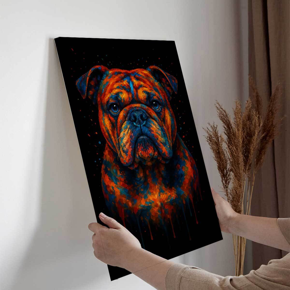 Tableau bouledogue néon vibrant Toile imprimée