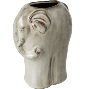 J-Line Cache-pot éléphant - porcelaine - gris vert - small