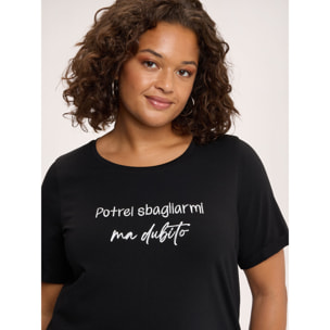 Fiorella Rubino - T-shirt in cotone con scritta ironica - Nero