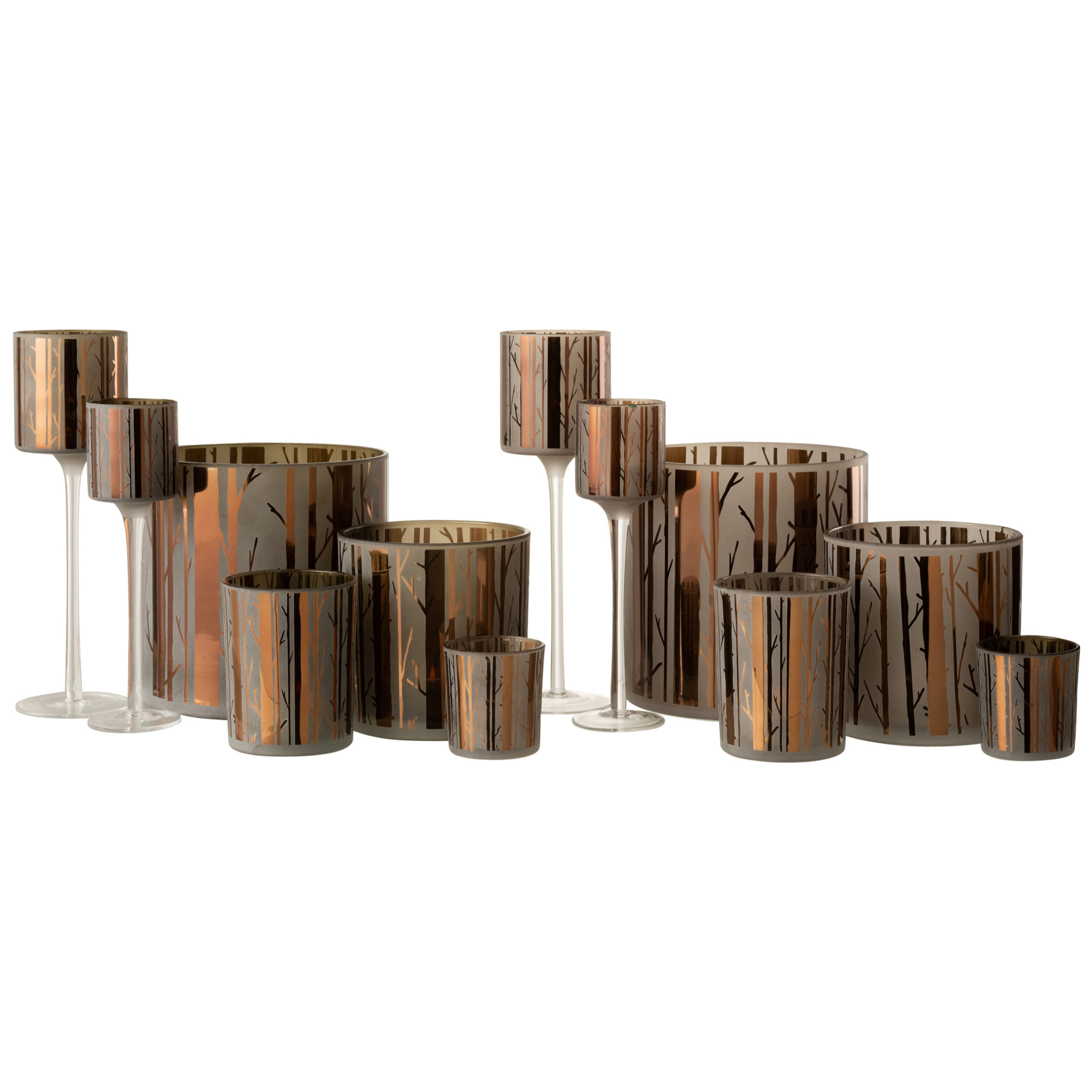J-Line photophore sur pied Arbre - verre - marron - large - 2 pcs