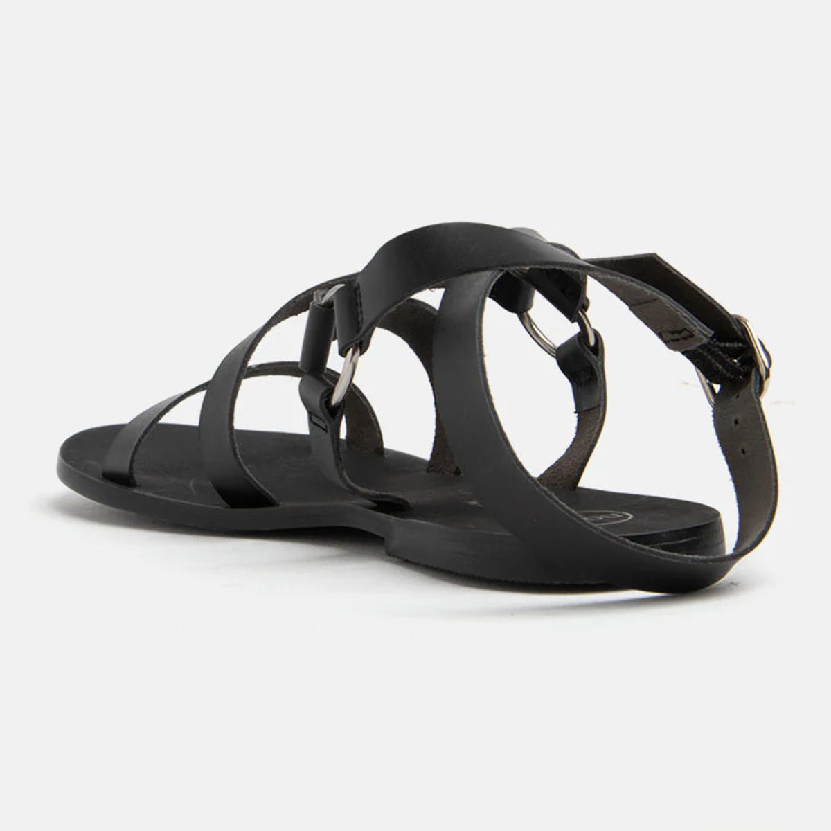 Sandalo in verra pelle con fascette alla schiava - NERO