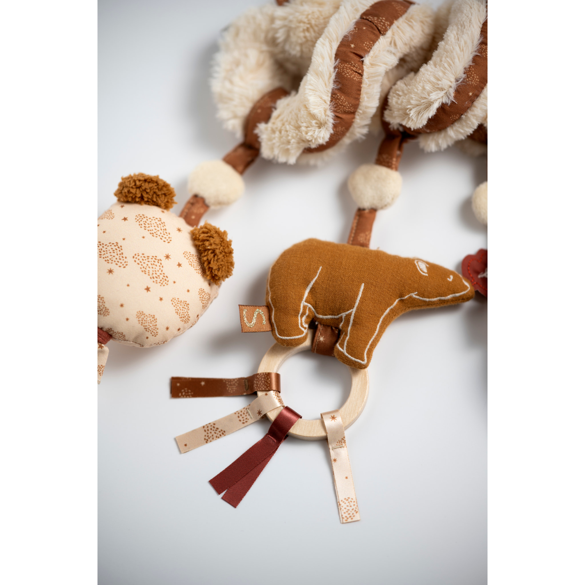Spirale d'activités ours en peluche beige