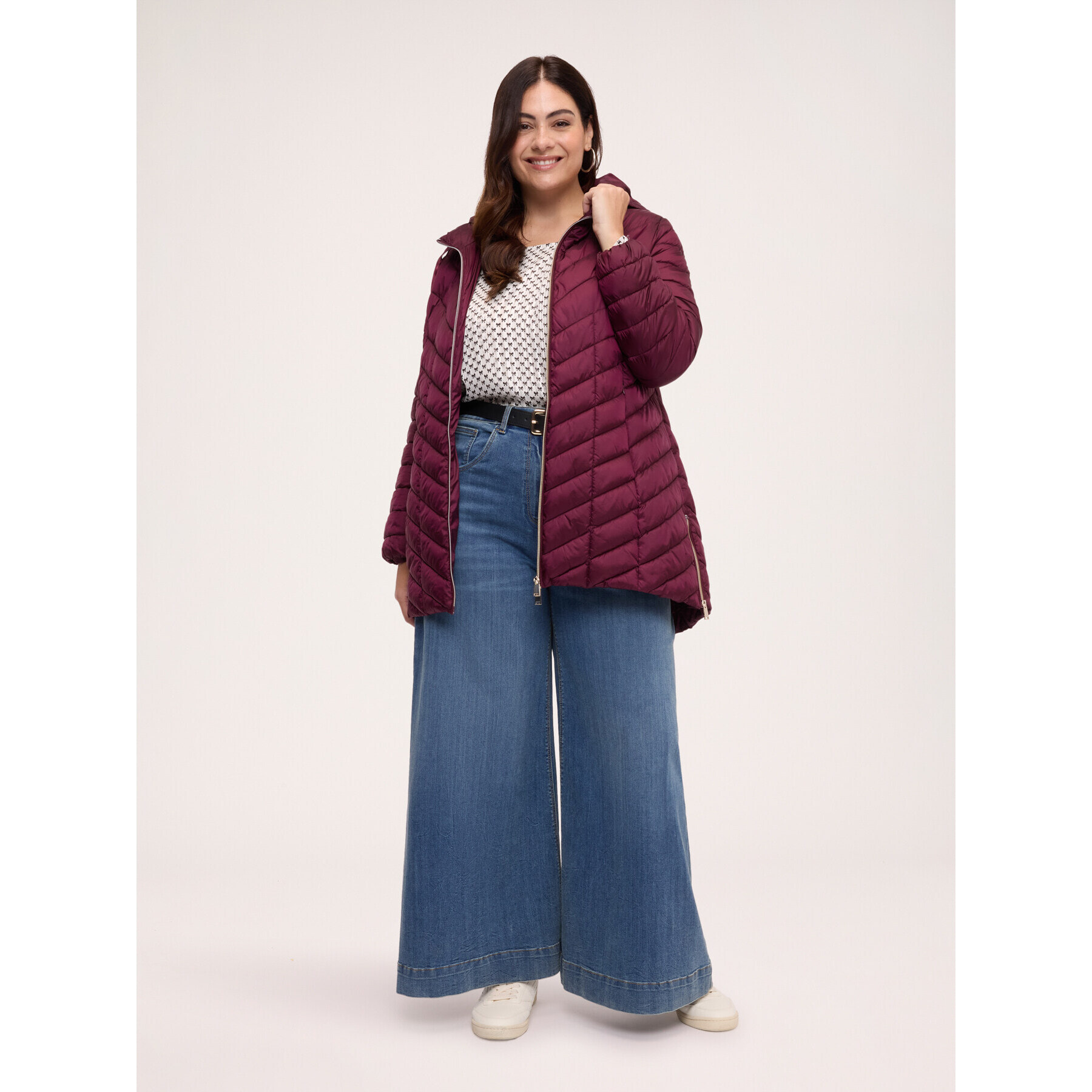 Fiorella Rubino - Piumino lightweight lungo con trapuntatura a chevron - Bordeaux